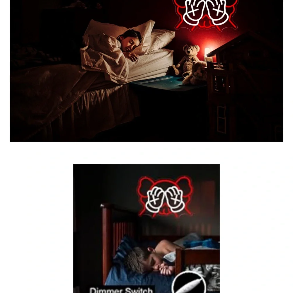 KAWS Red and White Neon Wall Art - Picture 4 of 4